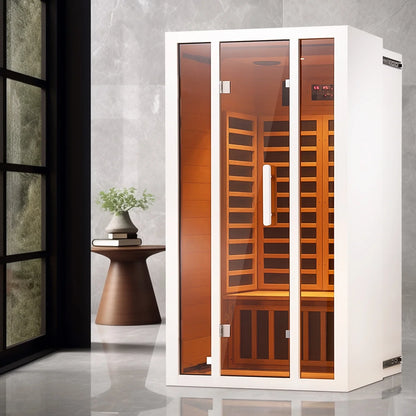 2 Person Extendable FAR Infrared Sauna for Home, Hemlock Wood Low EMF 6 Carbon Heaters Indoor Saunas with LED Lights, Bluetooth Speaker, Digital Control Panel, and Seating Bench — product view 7