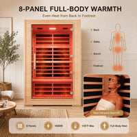 2 Person Far Infrared Sauna with Smart APP Control, 2000W Low EMF Wooden Infrared Sauna Room for Home, 8 Carbon Mica Heating Panels Wellness Sauna, Canadian Hemlock Indoor Spa for Home Relaxation — product view 2