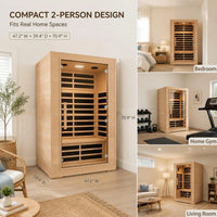 2 Person Far Infrared Sauna with Smart APP Control, 2000W Low EMF Wooden Infrared Sauna Room for Home, 8 Carbon Mica Heating Panels Wellness Sauna, Canadian Hemlock Indoor Spa for Home Relaxation — product view 6