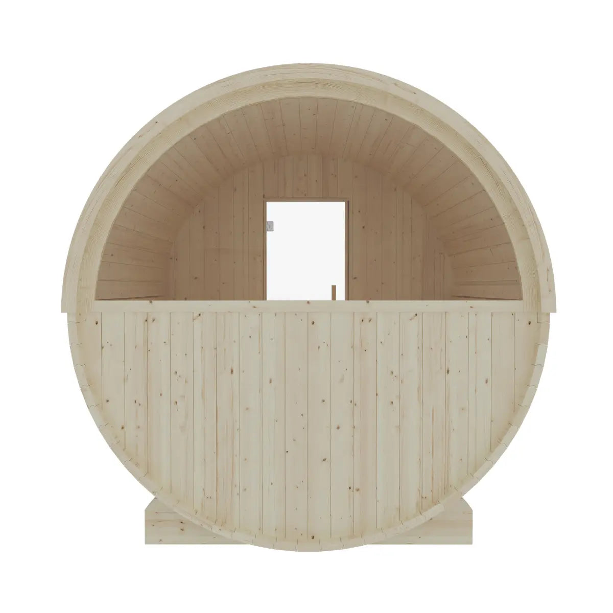 Finnish Sauna Builders Turku 6-Person Barrel Sauna with Terrace and WiFi Heater