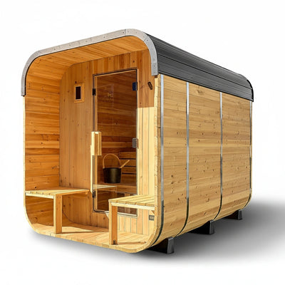 Lennon 4–6 Person Cedar Outdoor Cube Sauna with Porch