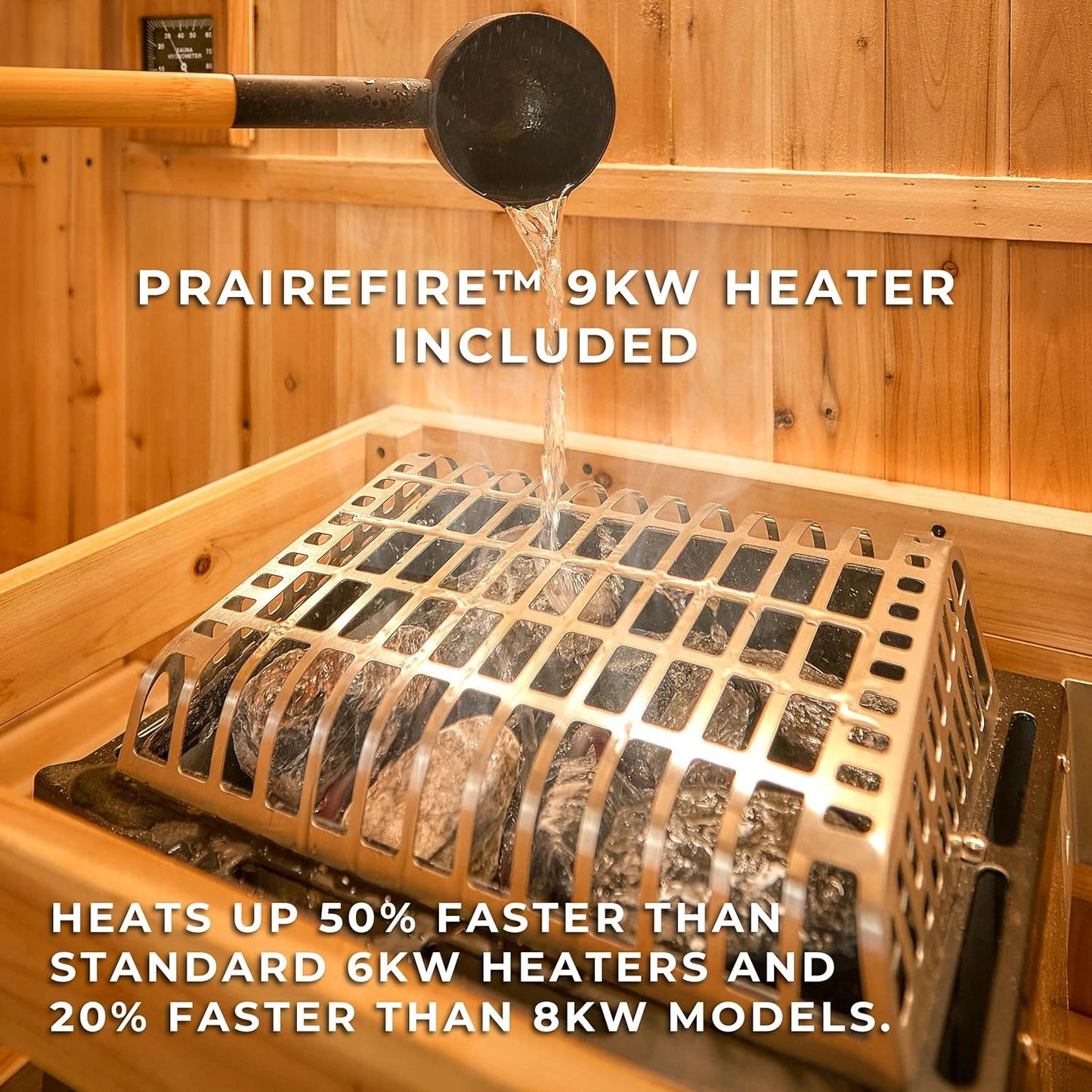 Lennon 4-6 Person Traditional Cedar Outdoor Cube Sauna with Porch, Electric Sauna Heater, Sauna Rocks, Dry Heat, Steam Sauna, LED Lights, Wi-Fi Control, Sauna Accessories — product view 8