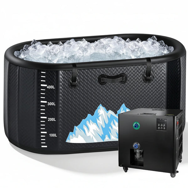 Cold Plunge Tub, 248 Gallon, 1 Horsepower, Heavy-Duty Ice Bath Tub for Athletes with Hot & Cold, Portable Inflatable Plunge Chiller with Wifi (Black, 1 Set)