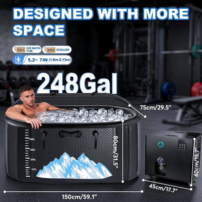 Cold Plunge Tub, 248 Gallon, 1 Horsepower, Heavy-Duty Ice Bath Tub for Athletes with Hot & Cold, Portable Inflatable Plunge Chiller with Wifi (Black, 1 Set) — product view 2
