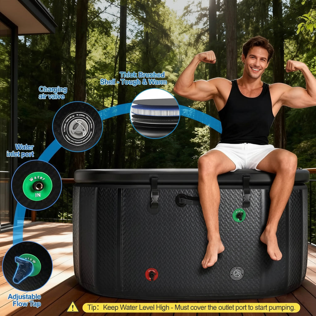 Cold Plunge Tub, 248 Gallon, 1 Horsepower, Heavy-Duty Ice Bath Tub for Athletes with Hot & Cold, Portable Inflatable Plunge Chiller with Wifi (Black, 1 Set) — product view 4