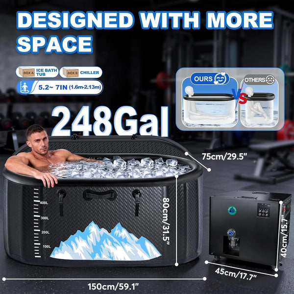 Drexo 248-Gallon Inflatable Cold Plunge Tub with Chiller