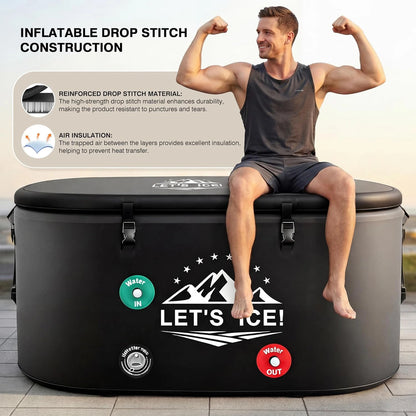 Inflatable Ice Bath Tub for Athletes – 216-Gallon Cold Plunge Tub with Insulated Lid, Full-Body Stretch Design, Insulated & Water Chiller Compatible, Portable for Indoor & Outdoor Recovery — product view 3