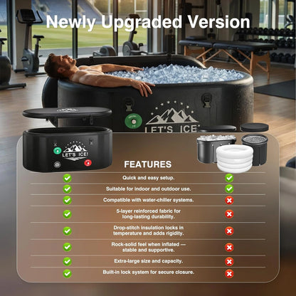 Inflatable Ice Bath Tub for Athletes – 216-Gallon Cold Plunge Tub with Insulated Lid, Full-Body Stretch Design, Insulated & Water Chiller Compatible, Portable for Indoor & Outdoor Recovery — product view 5