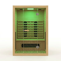 2 Person Far Infrared Sauna with Smart APP Control, 2000W Low EMF Wooden Infrared Sauna Room for Home, 8 Carbon Mica Heating Panels Wellness Sauna, Canadian Hemlock Indoor Spa for Home Relaxation — Studio Shot