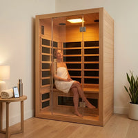 2 Person Far Infrared Sauna with Smart APP Control, 2000W Low EMF Wooden Infrared Sauna Room for Home, 8 Carbon Mica Heating Panels Wellness Sauna, Canadian Hemlock Indoor Spa for Home Relaxation — Lifestyle